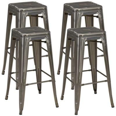 Hot Selling Stackable Metal Bistro Bar Stool Chair Industrial Metal Frame Bar Stools Chair Stacking Metal Bar Chairs