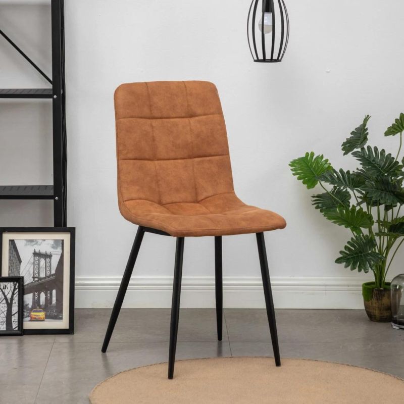 Factory Wholesale Modern Small Fabric Dining Chair with Black Painting Legs