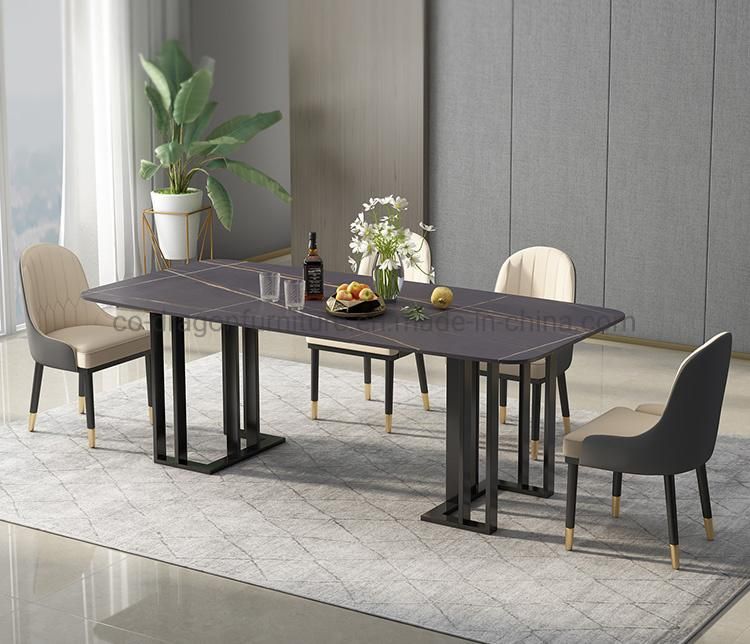 Sintered Stone Hot Sale Metal Leg Dining Table and Chairs