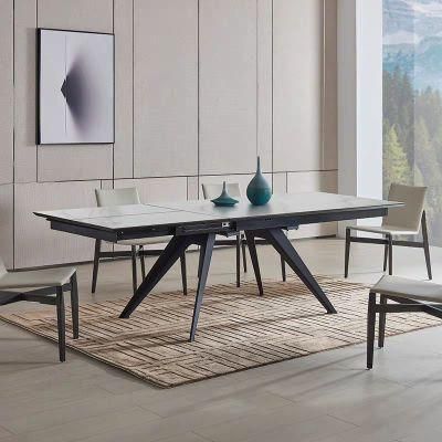 Modern Teem Living Extendable Console Iron Tempered Glass Top Dining Table