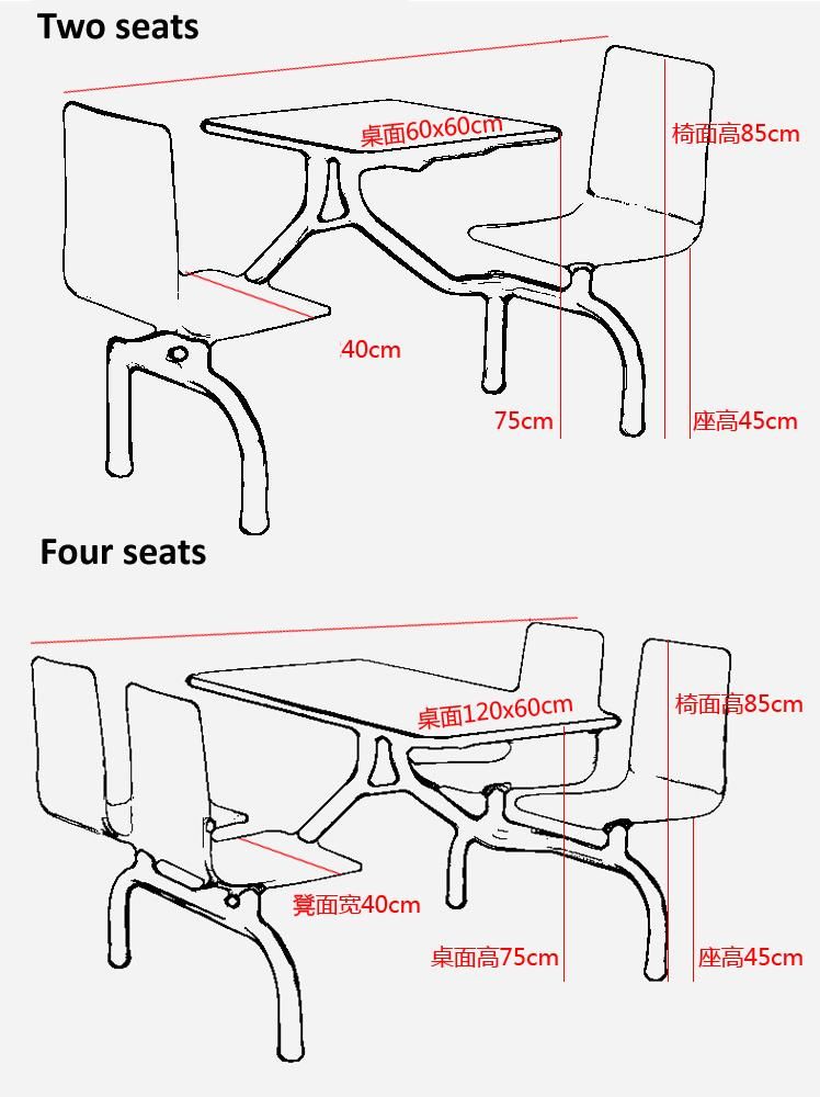 Cheap Staff Modern Wooden Steel School Dining Office Canteen Siseating Furniture Table with Fixed Chairs for School/Restaurant/Hotel/Office