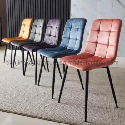 Wholesale Modern Big Loading Ability Velvet Fabric Dining Chair Black Metal Legs