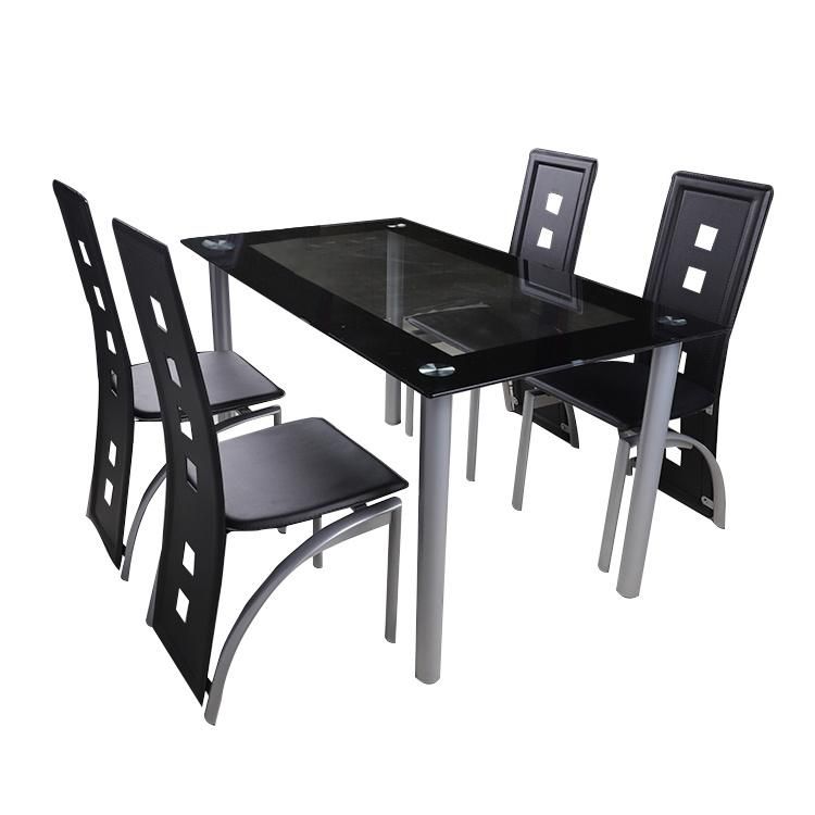 Free Shipping Modern Design Square Shape Iron Legs Tempered Glass Dining Table (Table Only)