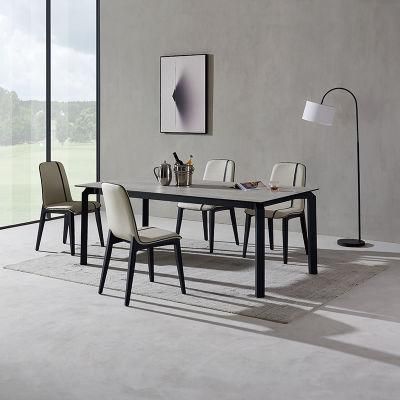 Modern Luxury Extending Ceramic Dining Table with Metal Legs