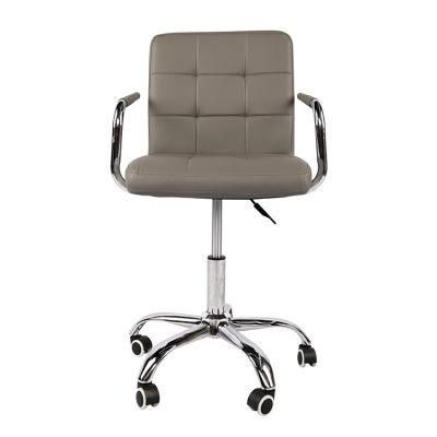 Wholesale Home Furniture Silver Chrome Iron Legs Chair Gray PVC Office Chair with Wheel