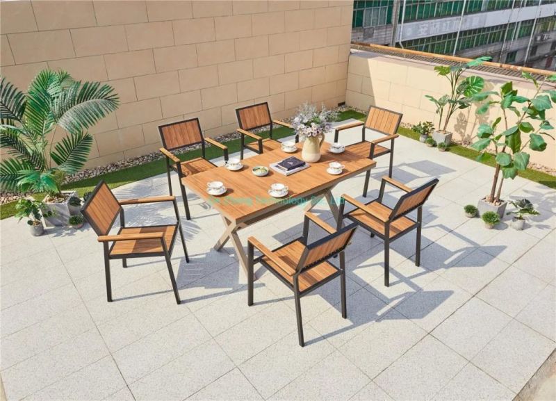 Modern Restaruant Pedestal Chair Popular Selling Polywood Aluminium Bistro Set White Square Outdoor Table Garden Dining Set