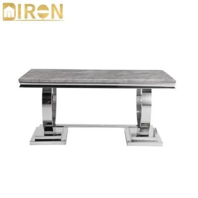 Chinese Wholesale Modern Luxury Stainless Steel Rectangular Shape Dining Table