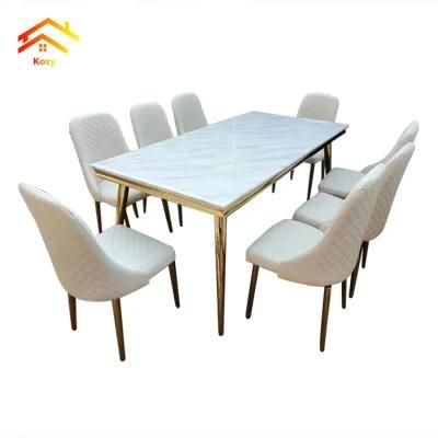 Luxury Design Home Furniture Contemporary Style 6 Seater Modern Marble Dining Table