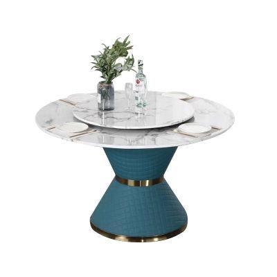 Artificial Marble Top Modern Furniture Use Dining Wedding Table Golden Stainless Steel