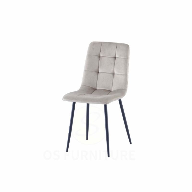 Modern Velvet Hotel Dining Chair Fabric Surface Metal Legs Living Room Dining Chair