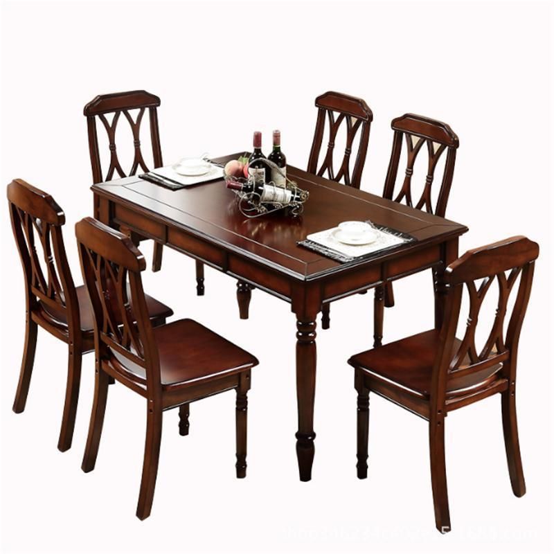 American Rectangular Oak Combination Dining Table All Solid Wood Assembly