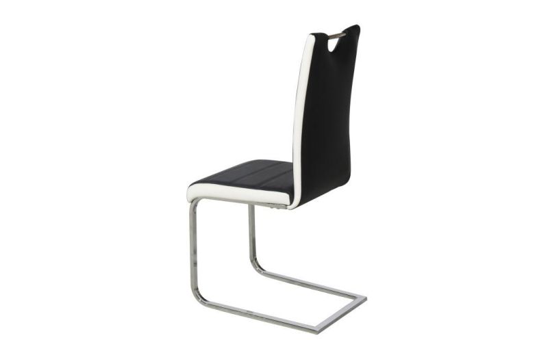 Factory Directly Luxury Design PU Leather Modern Black Dining Chairs with Iron Legs