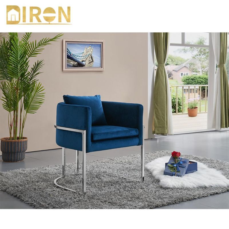 China Factory Contemporary Restaurant Furniture Modern Design Fabric Dining Room Stainless Steel in Chrome Color Dining Chair