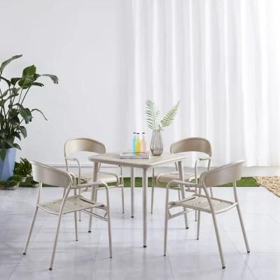 Popular Aluminum Frame Stacking Metal Dining Armchair