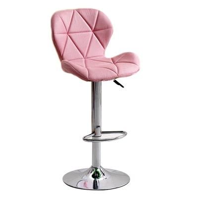 Pink Upholstery Bar Chair Gray Stolen Chair for Bar Counter Height Bar Stool Leather for Kitchen Dining Room Breakfast