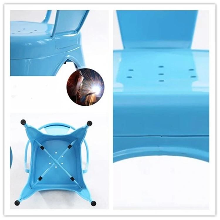 Wholesale Factory Cheaper Price Vintage Industrial Colorful Stackable Iron Frame Restaurant Dining Chair Metal