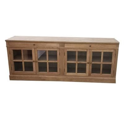 Kvj-7542o Solid Oak Wood Storage Rustic Cabinet with Glass Door