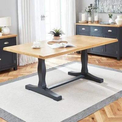 Blue Painted Oak 1.8m Refectory Dining Table - Seats 6 to 8