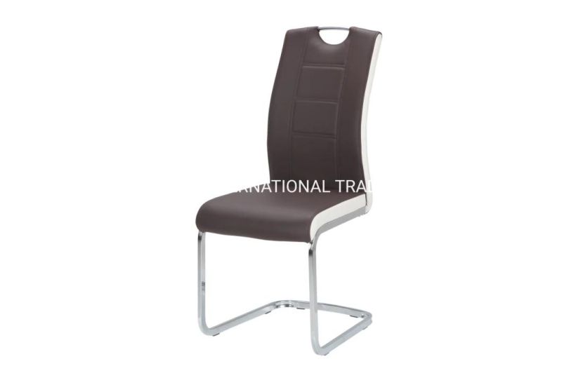 Molded Leather Upholstered Dining Room Chair Restaurant Coffee Shop Dining Chairs with Metal Legs