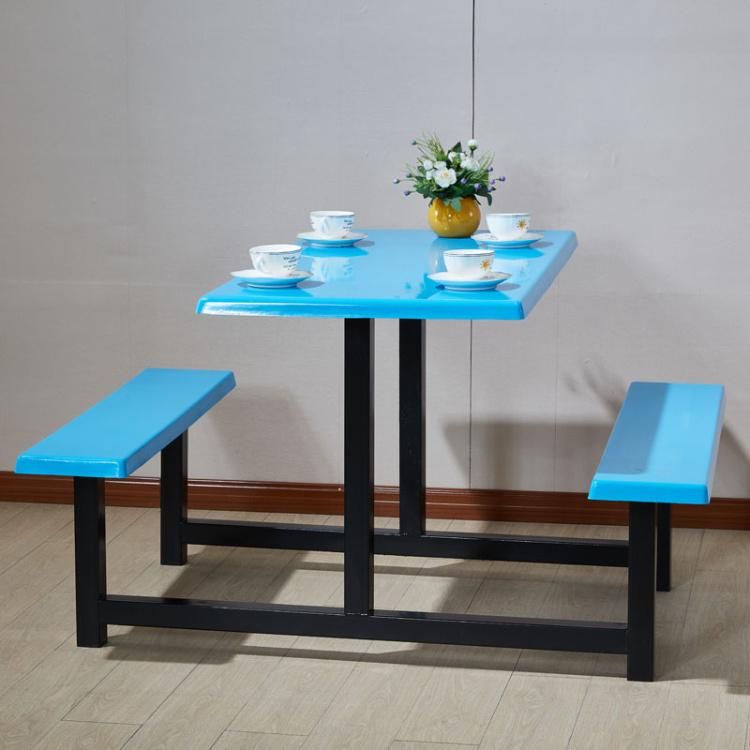 Cheap Staff Snap Food Restaurant Industrial Staff Steel Canteen Furniture Dining Table and Chairs Bench for Home/Office/ Snap Food Restaurant/Cafeteria