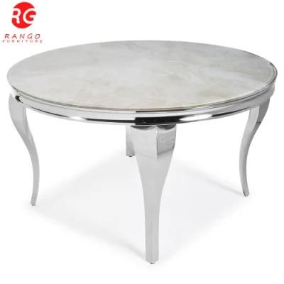 Foshan Luxury Big White Dining Table Round Dining Table 8 Seater Dining Room Set with Lazy Susan Top