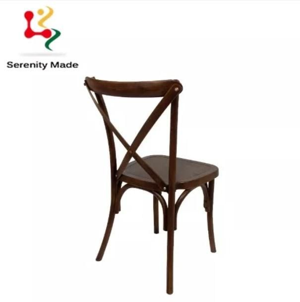 Banquet Furniture Event Hire Party Use Restaurtant Dark Wood Cross Back Stackable Bent Wood Dining Chair