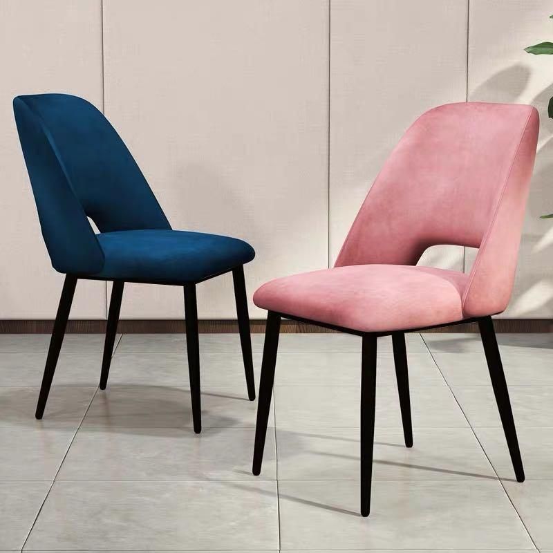 French Pink Velvet Upholstered Restaurant Luxury Home Furniture Dining Chair