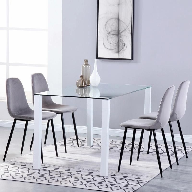 Luxuary Glass Dining Dining Table and Chairs Set 2 4 6 8 Chairs Glass Top Modern Round Tempered Glass Dining Dining Table Set