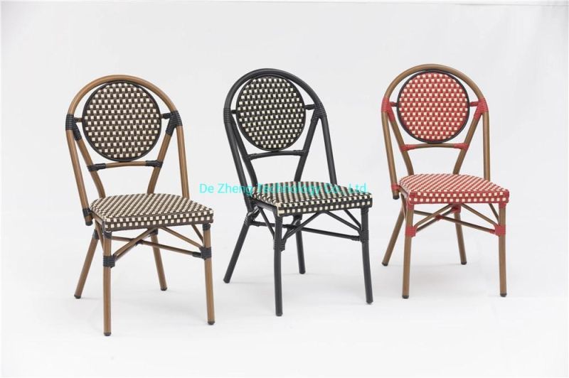 New Wholesale Stackbale Outdoor Bamboo Look Cane Chair All Weather Rattan Wicker Garden Furniture Set Bistro Patio Cafe Chairs