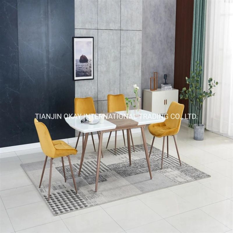 Popular Luxury Dining Table Marble Dining Table 8 Seater Kitchen Dining Table Set Metal Legs