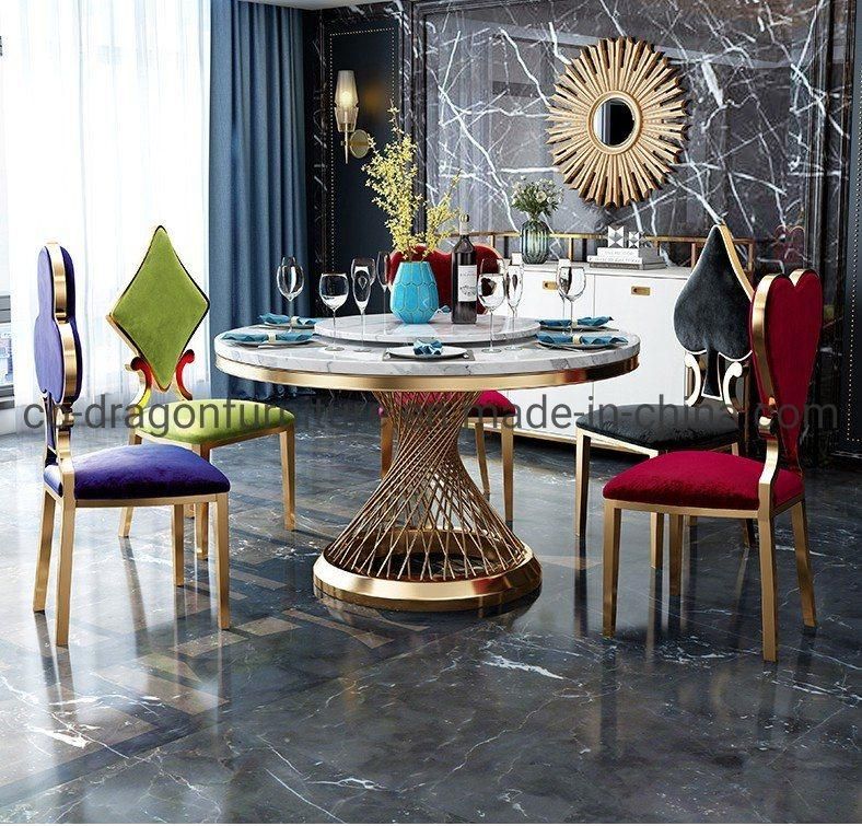 Home and Wedding Furniture Gold Stainless Steel Velvet Dining Chair