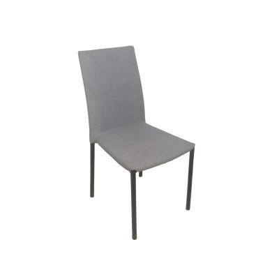 Wholesale Home Furniture Simple Style Iron Legs Gray Fabric Dining Chair