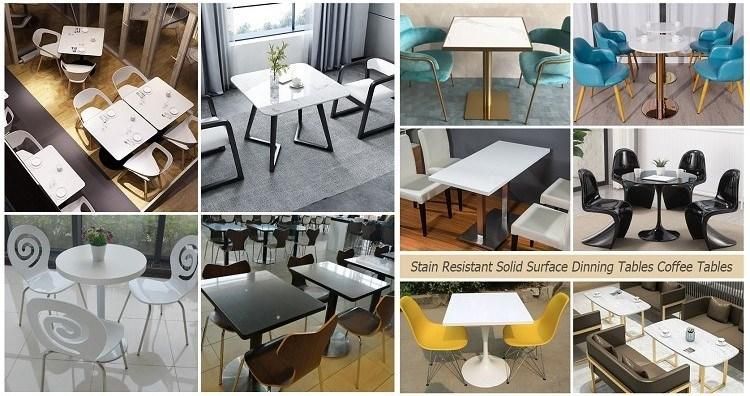 Round White Artificial Marble Solid Surface Stone Dining Table for Kfc (20010811)