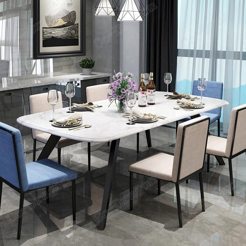 Italian Marble Rectangle Dining Table with Gold Stainless Steel Legs