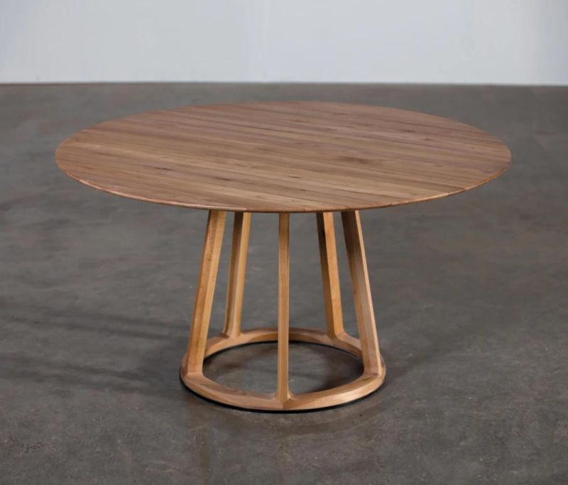 Modern Round Wooden Coffee Table with X-Base for Coffee Shop Use