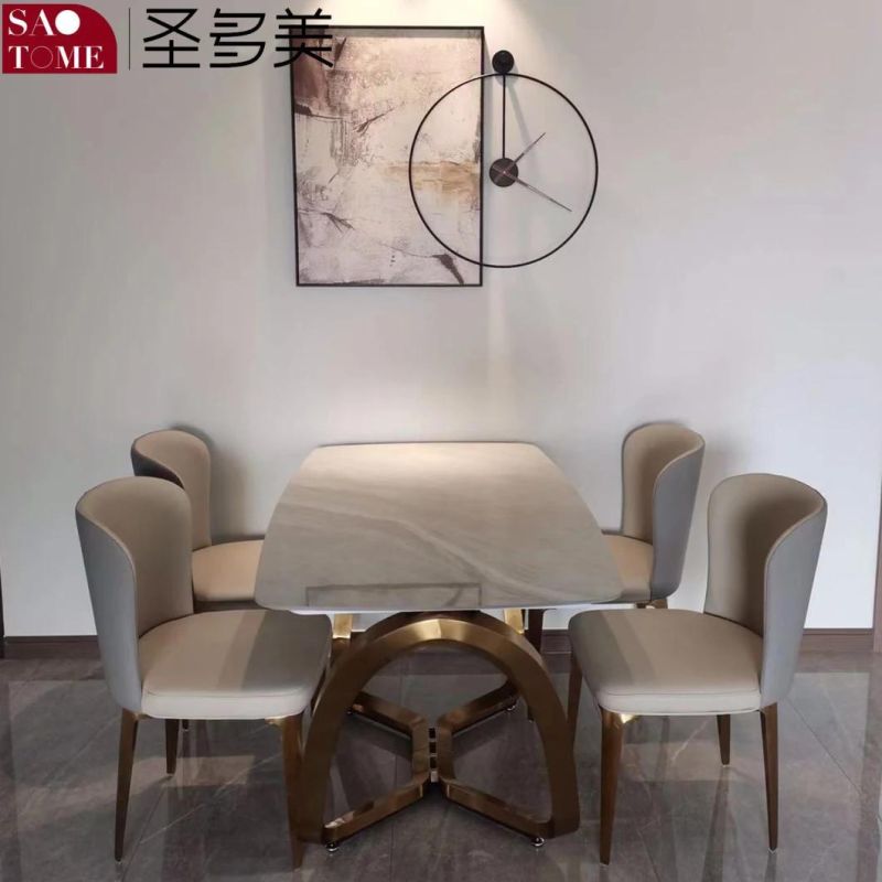 Modern High-Grade Stainless Steel Rock Plate Furniture Dining Table