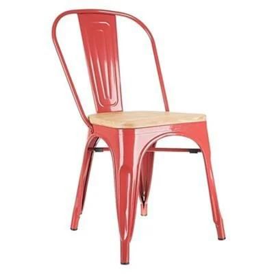 Poland Wood Seat Chair Industrial Chaise Wholesale High Back Metal Dining Chair