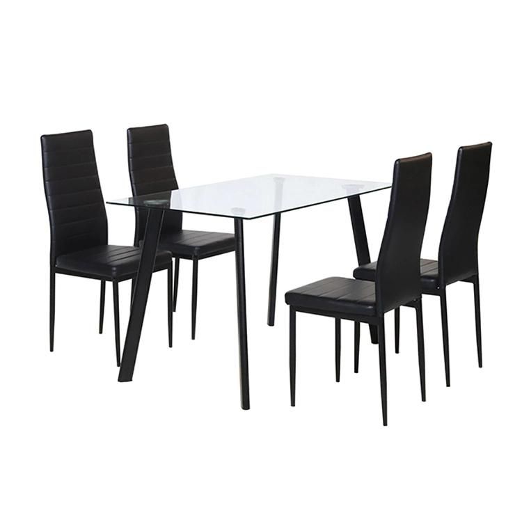 Iron Leg Dining Table Glass Top Dining Set for Kitchen