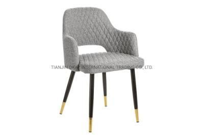 Kitchen Chairs Velvet Cover Soft Seat and Backrest Grey Upholstered Chairs