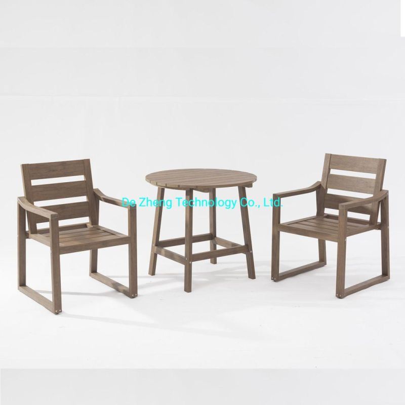 Modern Plastic Wood Garden Cafe Restaurant Outdoor Dining Table Set for Hotel Villas