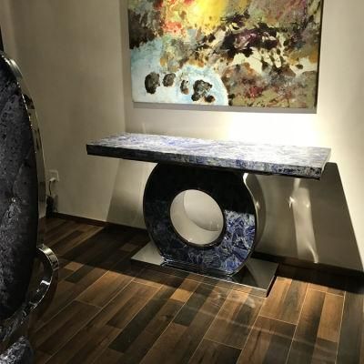 Luxury Villa Apartment Semi Precious Stone Azul Bahia Blue Granite Countertop Table