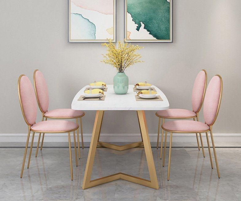 Morden Marble Dining Table Simple Gold Legs Dining Table for 4seater