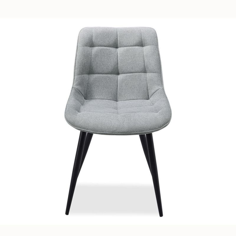 Modern Black Metal Leg Grey Fabric Cushion Kitchen Room Home Furniture Dining Chair for Living Room