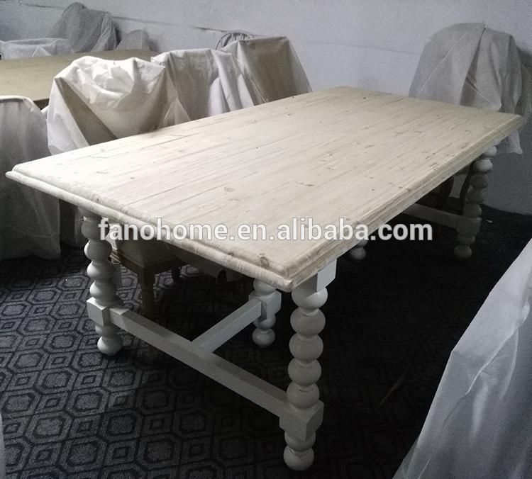 Vintage Antique Washwhite Reclaimed Wood Dining Table