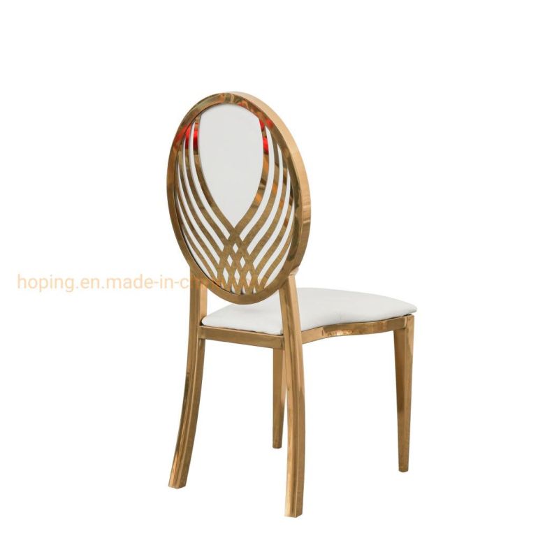 Modern Decor Star Banquet Hotel Furniture Luxury Round Back Stainless Steel Dining Wedding Chair