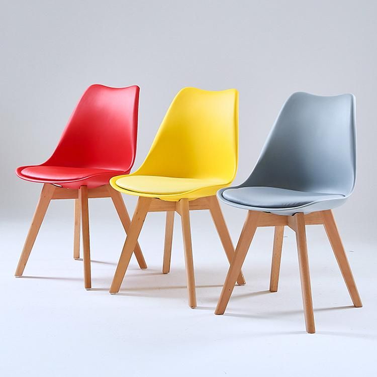 Wholesale Yellow Plastic PU Pad Tulip Dining Chair