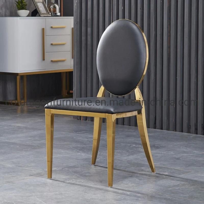 High Quality Home Furniture Leather Luxury Stainless Steel Dining Chair