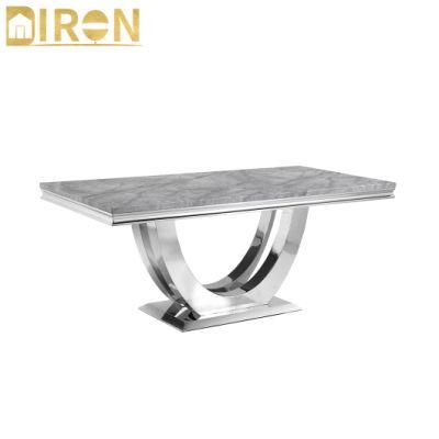 Hot Sale Home Furniture Stainless Steel Marble Dining Table