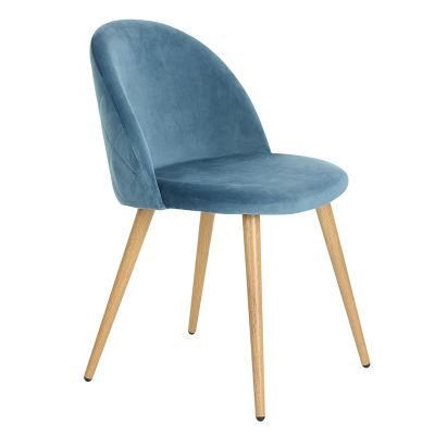 Comfortable Restaurant Hotel Round Backrest Velvet Metal Gold Legs Dining Chair