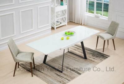 Modern Extension White Glass Dining Table Set Furniture